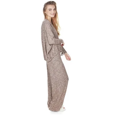 Женский топ свободного кроя Memoi из суперсофта Hacci Lounge Pull Over pebble коричневого цвета