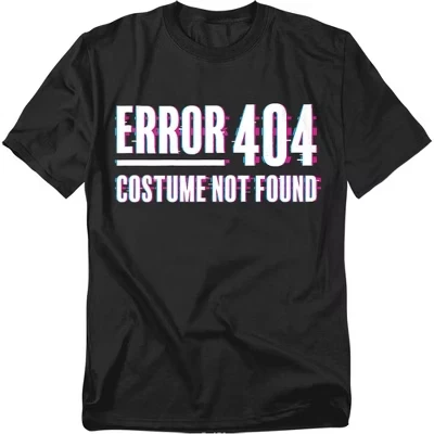 Мужская футболка Popfunk Halloween Error 404, костюм не найден, черный