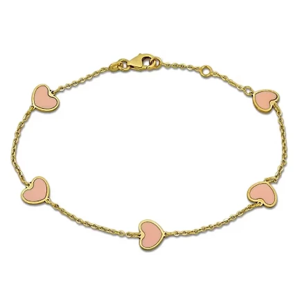 Браслет Everly Jewelry 14K с розовой эмалью, 19 см