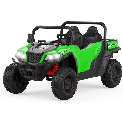 Самосвал с дистанционным управлением 24 В 4WD, 2-местный детский самосвал с музыкальным проигрывателем, светодиодной подсветкой, системой безопасности запуска с помощью кнопки зеленого цвета