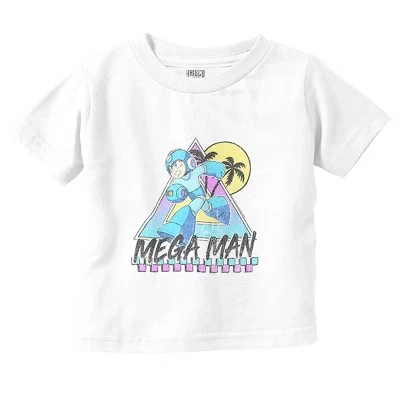 Видеоигра Mega Man Летние каникулы для малышей Детская графическая футболка лицензионного белого цвета
