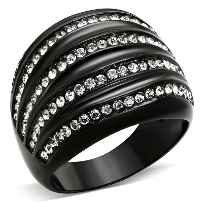 Женское кольцо SlickBlue IP Black, сталь, кристаллы, р.5–10