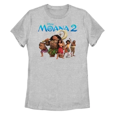 Женская футболка Moana 2 с групповым принтом, серый меланж