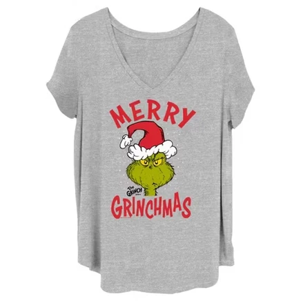 Футболка Junior's Dr. Seuss Merry Grinchmas в стиле Хизер Грей