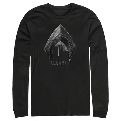 Мужская рубашка с длинным рукавом Zack Snyder Justice League Aquaman с серебристым логотипом, черная
