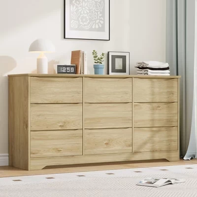 Комод COZONY с 9 ящиками, 150 см, натуральный дуб