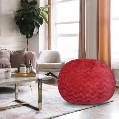 Кресло-мешок Bean Bag с легко моющимся чехлом, Напольное кресло из искусственной замши с эффектом памяти, Современный 4-футовый ленивый диван-кресло для гостиной красного цвета