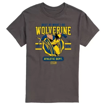 Мужская футболка Wolverine Collegiate Scratch с коротким рукавом и графическим рисунком цвета древесного угля