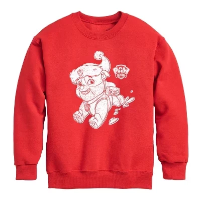 Флисовая толстовка с длинным рукавом для мальчиков - Paw Patrol - Rubble Santa Hat, красная с рисунком