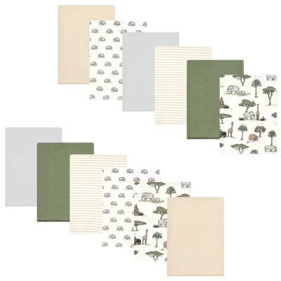 Набор фланелевых салфеток для отрыжки Hudson Baby 12pk jungle safari
