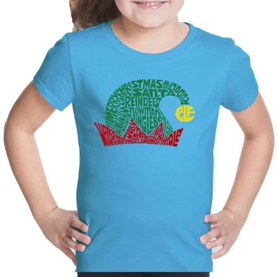 Рождественская шляпа Эльфа - Футболка Girl's Word Art бирюзового цвета