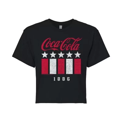 Женская - - Укороченная футболка с рисунком 1886 Stars Stripes, черная