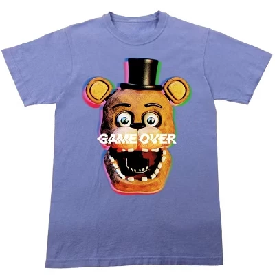 Мужская футболка Five Nights At Freddy's Game Over Cradle розового цвета с круглым вырезом и коротким рукавом синего цвета