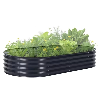 Приподнятая садовая клумба, Сеялка из высокопрочной оцинкованной стали с усиленной рамой, сетка для птиц и чехол из ПВХ в комплекте, Защита от атмосферных воздействий для овощей, зелени серого цвета