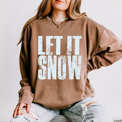 Let It Snow Block Distressed - женская легкая одежда, окрашенная толстовка espresso
