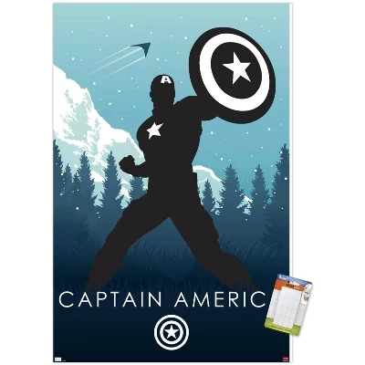 Постер Captain America Heroic Silhouette, белый