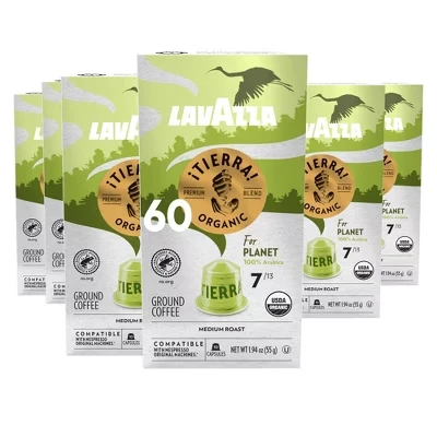 ¡Tierra! для алюминиевых капсул Planet, совместимых с кофемашинами Nespresso* Original, Эспрессо средней прожарки, 10 капсул (в упаковке 6 штук) без упаковки