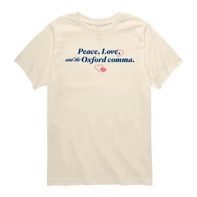 Футболка с коротким рукавом Peace Love и надписью Oxford Comma кремового цвета