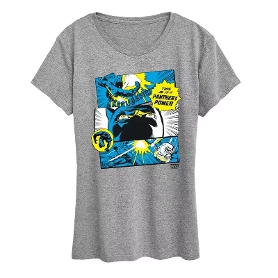 Women's -  - Black Panther Comic Panels Short Sleeve Graphic T-Shirt gray