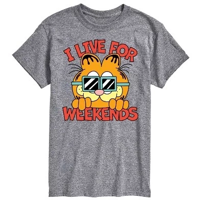 Мужская футболка с коротким рукавом I Live For Weekends's athletic heather с графическим принтом 