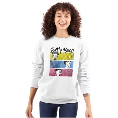 Женская толстовка с круглым вырезом Betty Boop Lovers Cute Sassy Faces лицензионного белого цвета