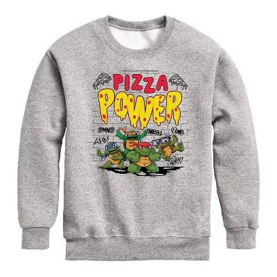 Флисовая толстовка с длинным рукавом Athletic heather для мальчиков - Mutant Mayhem - Pizza Power с графическим рисунком