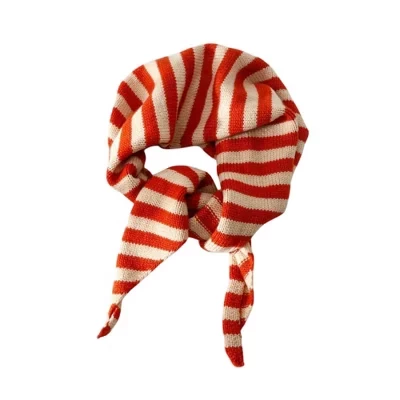 Striped Knit Scarf Lightweight Soft Stretch Fabric for Easy Styling 43.5×15 Inches orange