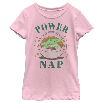 Футболка-люлька Girl's The Mandalorian The Child Power Nap, розовая