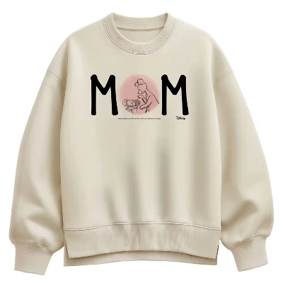 Женская толстовка Mom With Kanga and Roo из флиса Оверсайз Crew кремового цвета для мамы с Кенгой и Ру