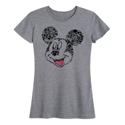 Женская футболка Disney Mickey Iconic Fill, меланжево-серая