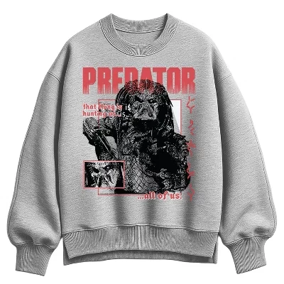 Женский свитшот Predator Poster оверсайз, серый меланж