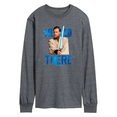 Мужская футболка Hello There с длинным рукавом и графическим рисунком heather charcoal