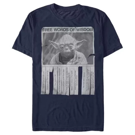 Мужская футболка Star Wars Yoda Wisdom, темно-синяя