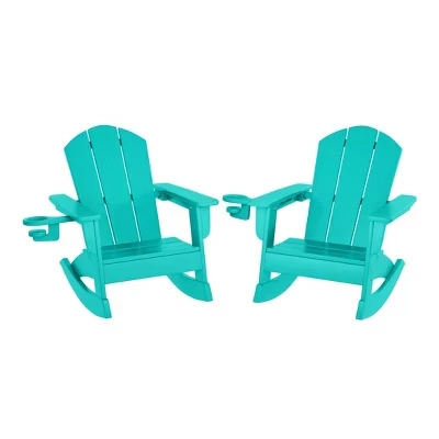 Классические кресла-качалки Adirondack для малышей дошкольного возраста из ПНД-пластика Malibu Outdoor (комплект из 2-х) бирюзового цвета