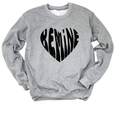 Женская толстовка с графическим принтом Be Mine Distressed Heart graphite