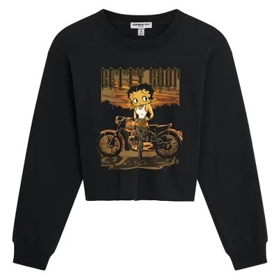 Женская укороченная толстовка Rebel Rider черного цвета