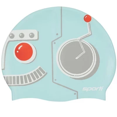 Детская шапочка для плавания Sporti Robot, синяя