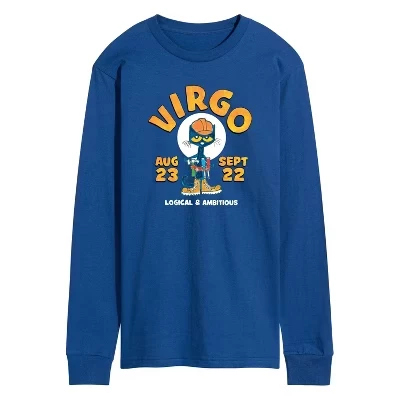 Мужская футболка с длинным рукавом и рисунком Virgo королевского синего цвета
