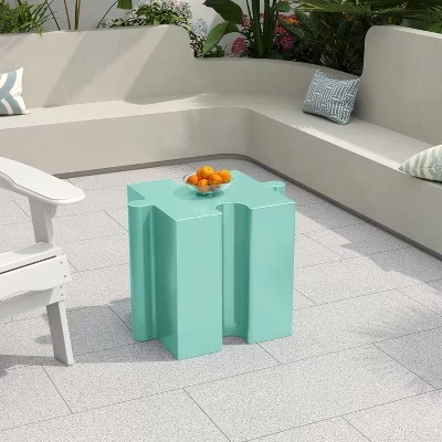 Модульный столик-головоломка Ava Modern Patio из легкого бетона для внутреннего дворика с вогнутыми краями
