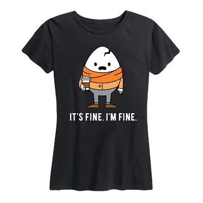 Женская футболка с коротким рукавом Im Fine It's Fine Humpty с графическим рисунком, черная