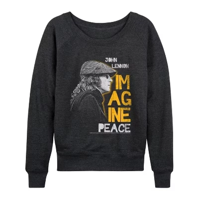 Women's -  -  Profile Lightweight French Terry Wide Neck Long Sleeve Graphic Shirt heather charcoal
