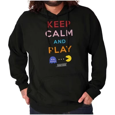 Сохраняйте спокойствие и играйте в PACMAN Толстовка с капюшоном Женская мужская лицензионная черная