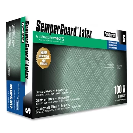 Латексные перчатки Semperguard, S, 100 шт., кремовые