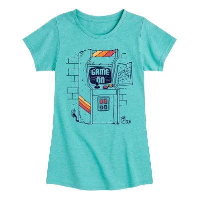 Arcade Scene Fitted Short Sleeve Graphic T-Shirt turquoise