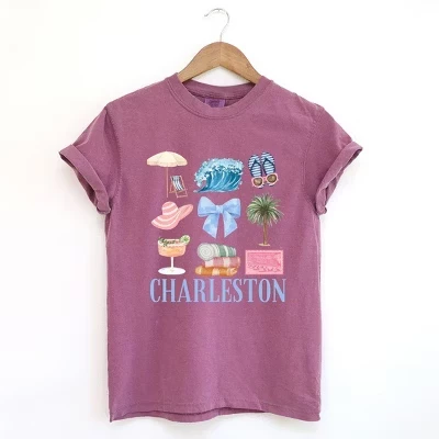 Женская футболка Coquette Charleston Chart с коротким рукавом и рисунком berry