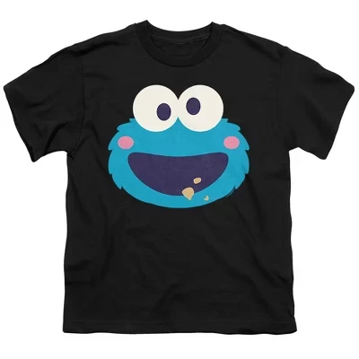 Футболка с кавайным лицом Cookie Monster для мальчиков, черная