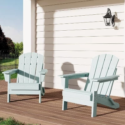 Набор складных стульев Adirondack, уличные стулья из пластика HDPE вместимостью 380 фунтов светло-синего цвета