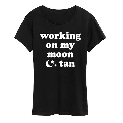 Женская футболка с коротким рукавом Working on my Moon Tan с графическим рисунком, черная