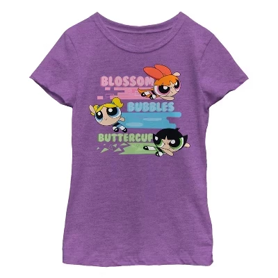 Футболка для девочек The Powerpuff Girls «Радуга», фиолетовая