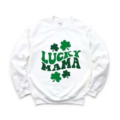 Женская толстовка с рисунком Lucky Mama Clovers белого цвета